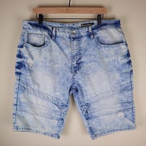Southpole Slim Acid Wash Denim Biker Shorts Jorts Size 36 Waist 37" Inseam 12"